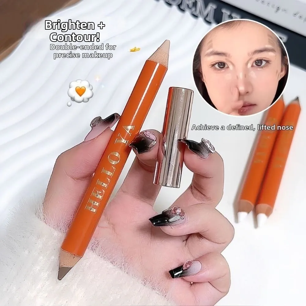 New Double-ended 2 in 1 Concealer Pencil Grey Three-dimensional Highlighting Nose Shadow Corrector for Face Makeup