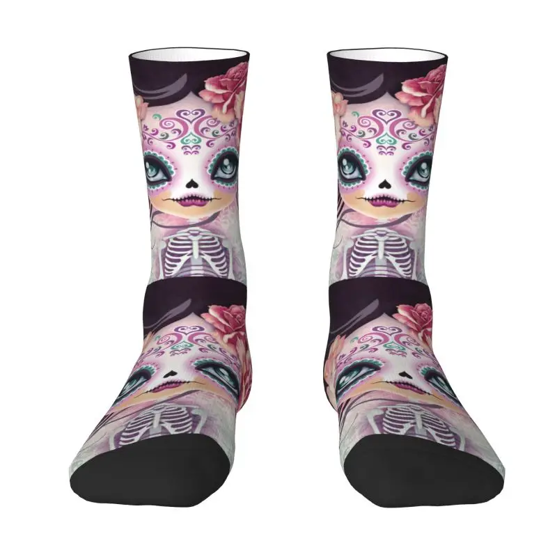 Camila Huesitos Sugar Skull-Calcetines de vestir para hombre y mujer, medias cálidas a la moda, novedad del día de los muertos