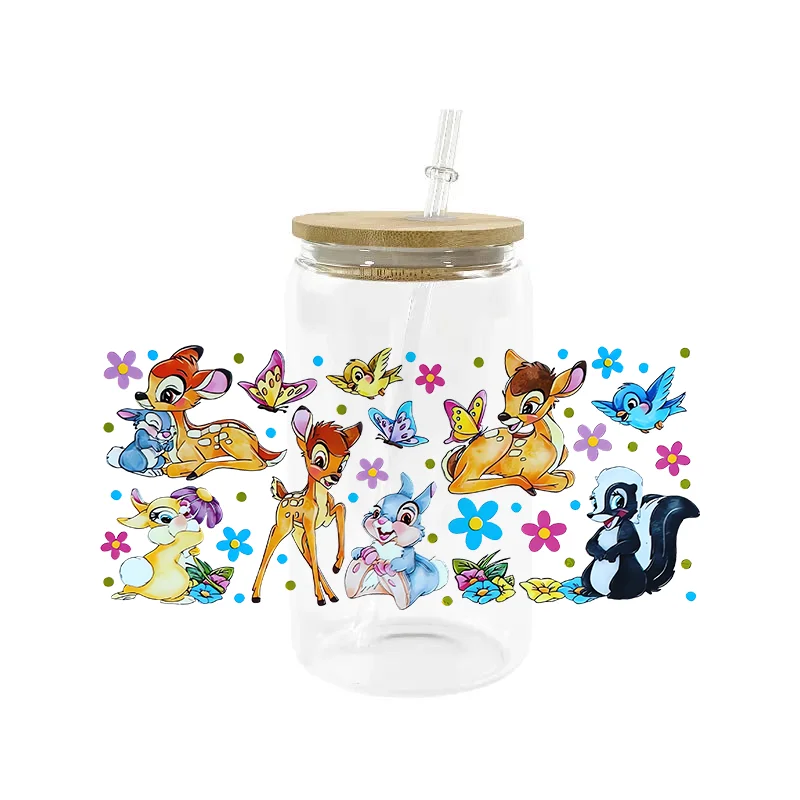 Najwyższa jakość Miniso 3D Cartoon Sika Deer Naklejka 16oz UV DTF Cup Wrap Transfers Naklejki Zmywalne Niestandardowe Logo DIY Naklejka na kubek