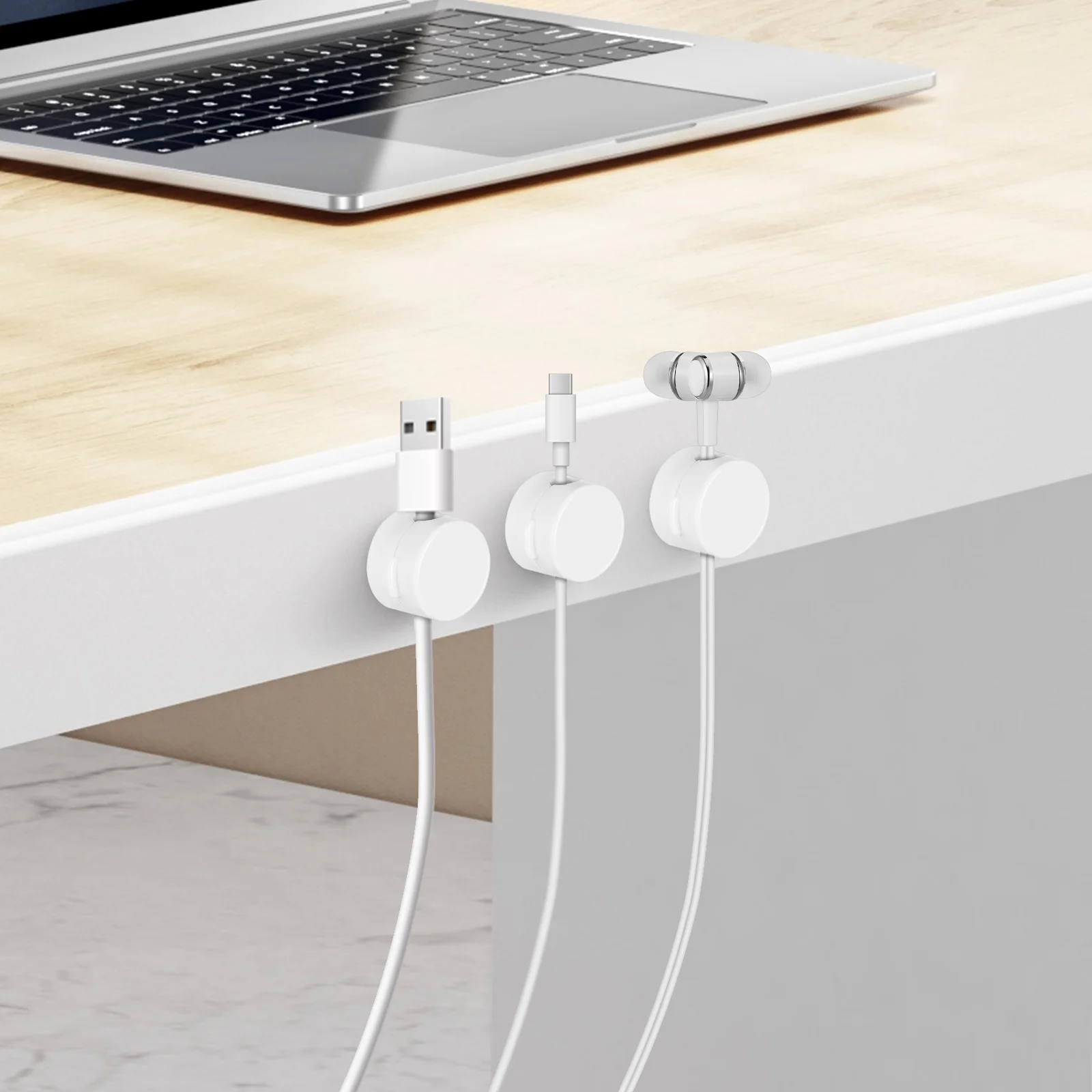 

6 Pcs Cable Holder Wire Clamps Adhesive Clips Clear Magnetic Cords Keeper Desk Home Office Car Usb Charging Earphone Organizer