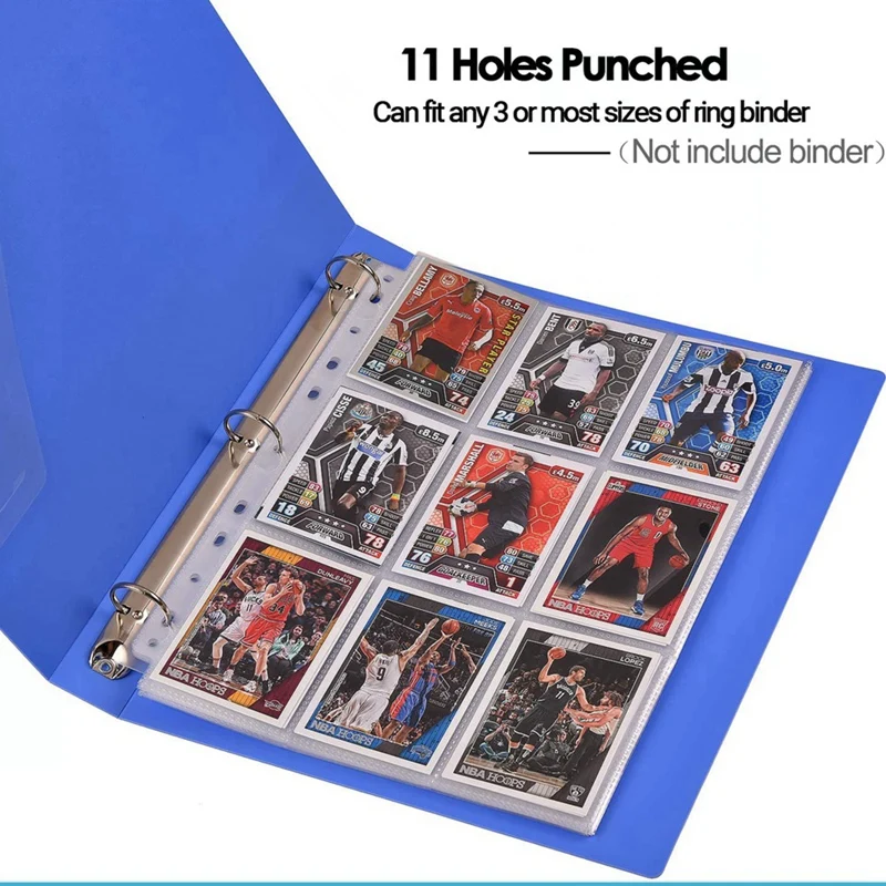 Pockets Double-Sided Trading Card Pages Sleeves 9-Pocket Clear Plastic Game Card Protectors For Fit 3 Ring Binder