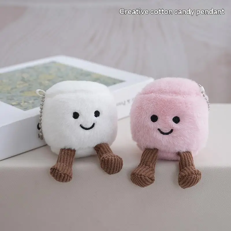 Cute Fun Two Marshmallow Keychain: Cotton Candy Tone Soft Two Tone Bag Pendant Accessories Dolls Xmas Gifts