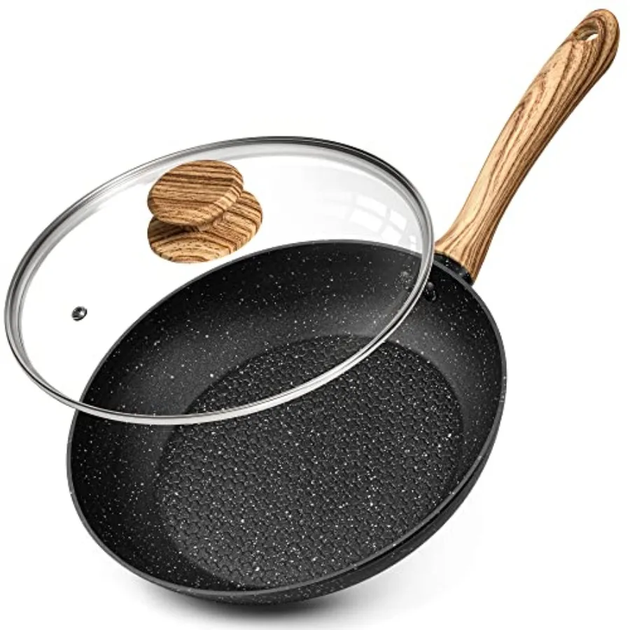 

Nonstick Fryg Pan with Lid, Frying Pans Nonstick with Healthy Coating, Small Fryg Pan with Stay-Cool Handle, duction Compatible