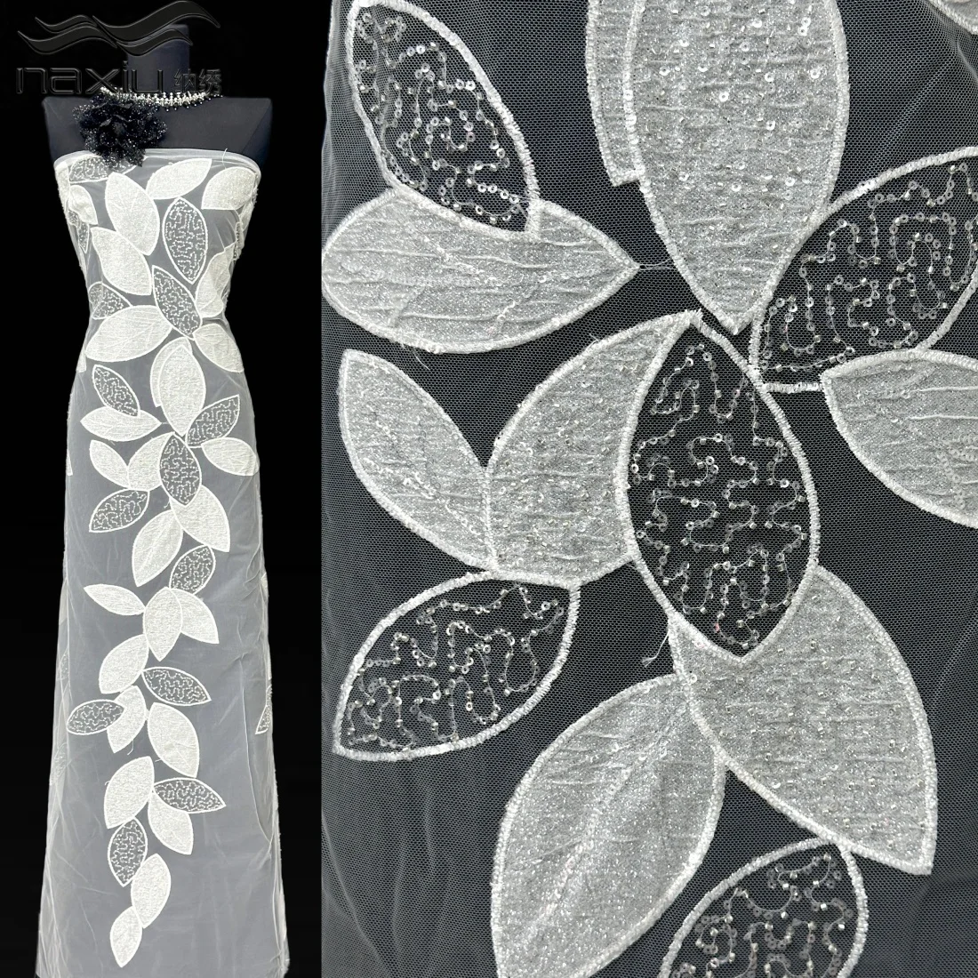 Madison 5Y Nigerianischer Brautkleid-Stickerei-Perlen-Spitzenstoff 2026 Hochwertiger Afrikanischer Pailletten-Spitzenstoff für Braut- und Abendkleider