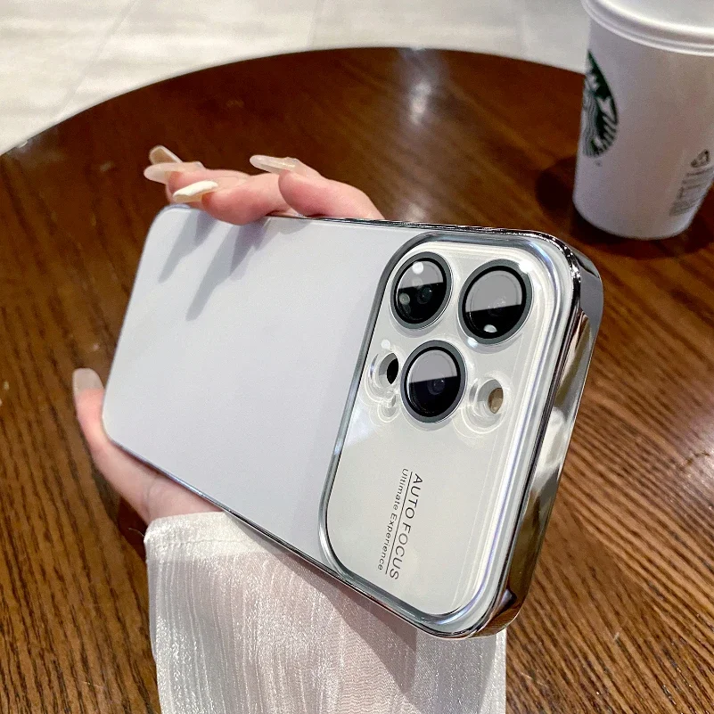 

Стильный ультратонкий матовый чехол для телефона для iPhone 15, 14, 13, 12, 11 Pro Max 7, 8 Plus, закаленное стекло, большое окно, жесткий противоударный чехол
