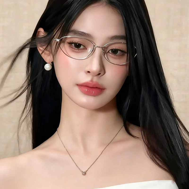 New retro small frame titanium alloy women's cat eye glasses frame optical glasses frame myopia reading frame