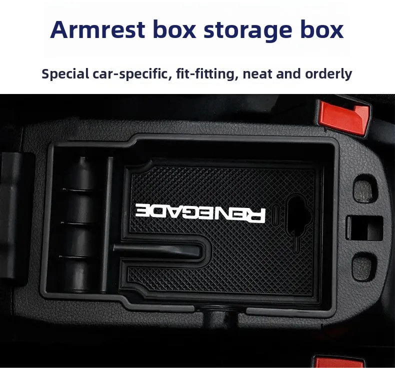 Für Jeep Renegade 2015 ~ 2017 2018 2019 2020 2021 2022 2023 2024 Auto Konsole Armlehne Versteckte Schwarz Lagerung box Innen Zubehör – Detail 2