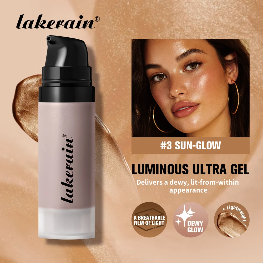 Lakerain destaque fundação glowy super gel leve orvalhado iluminador multiuso primer facial nutritivo não pegajoso primer