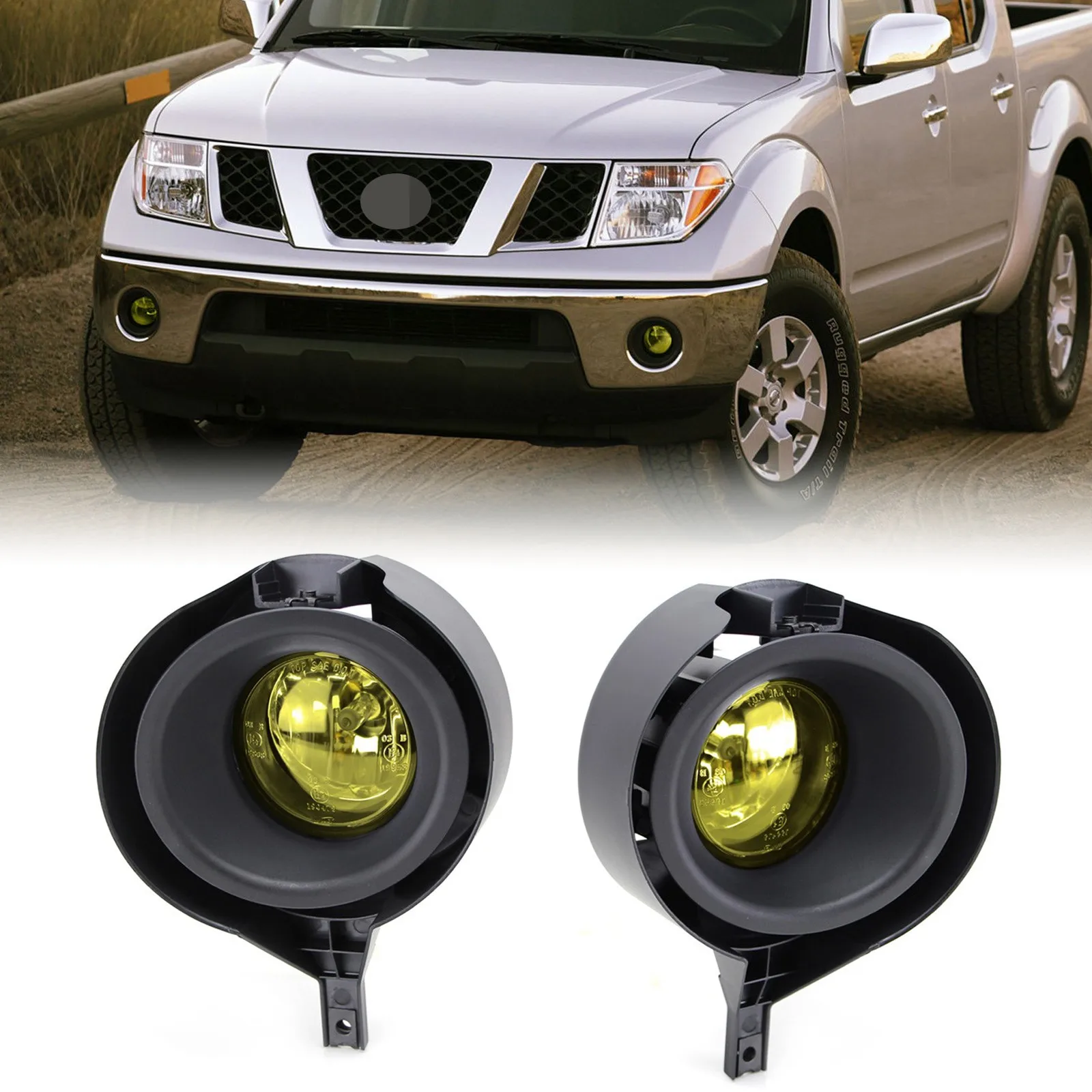 

Fit For 2005-2020 Nissan Frontier Yellow Lens Fog Lights Bezel Cover W/Bulbs