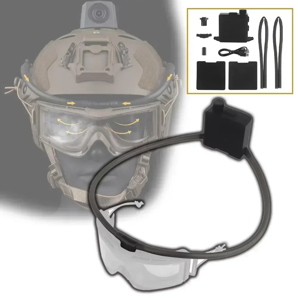 Draadloze Airsoft-bril Defogger Ontwasemingsventilator Anticondenspomp op tactische helm of doppen voor veiligheidsbril met rubberen afdichting