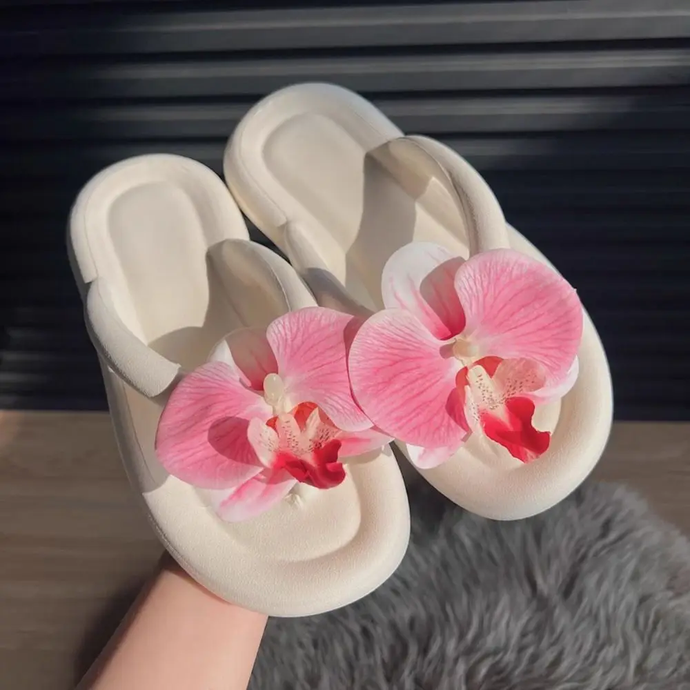 Nuevo Chanclas de EVA, zapatillas antideslizantes en espiga con mariposa y orquídeas, sandalias de verano para vacaciones