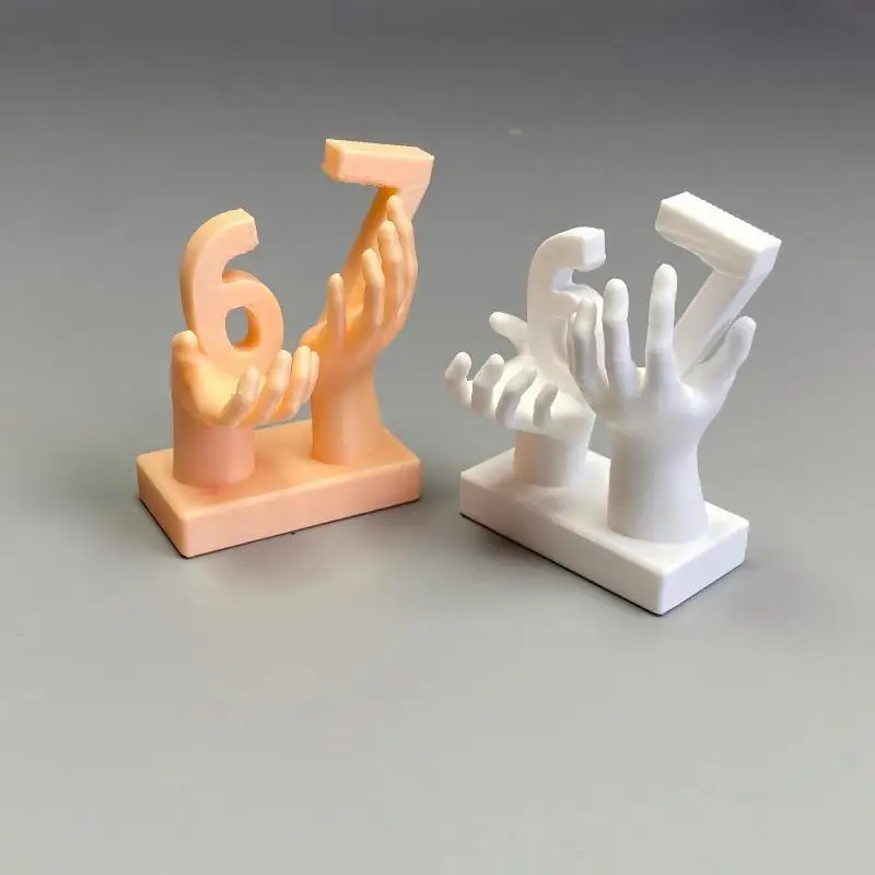 3D Printed 67 Hand Figurine Premium Smooth Finish Unique Creative Design for Home Desk Office Shelf Collectible Gift