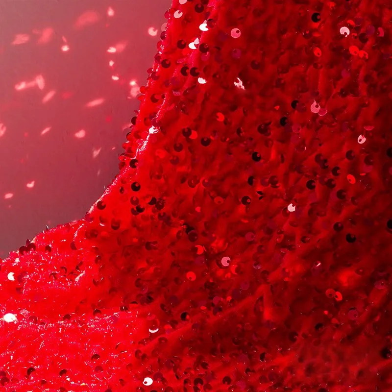 Shiny 5mm sequins velvet fabric sewing women's evening dress diy shoes packaging elastic foam embroidery sequins
