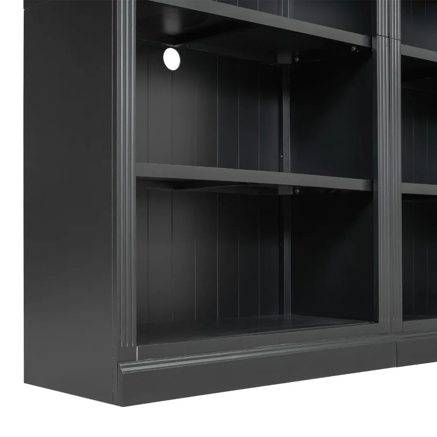 

83 Tall Wood Bookcase Suite with light strip 5Tier Home Dr Bookcase Suite with Adjustable Shelves Storage Organizer Free Standi