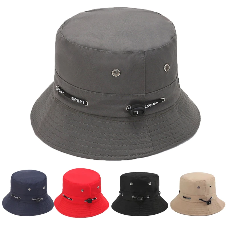 

Classic Bucket Hat Women Men Summer Foldable Air Hole Thread The Rope UV Sunshade Hat Korean Versatile Fishing Panama Basin Cap