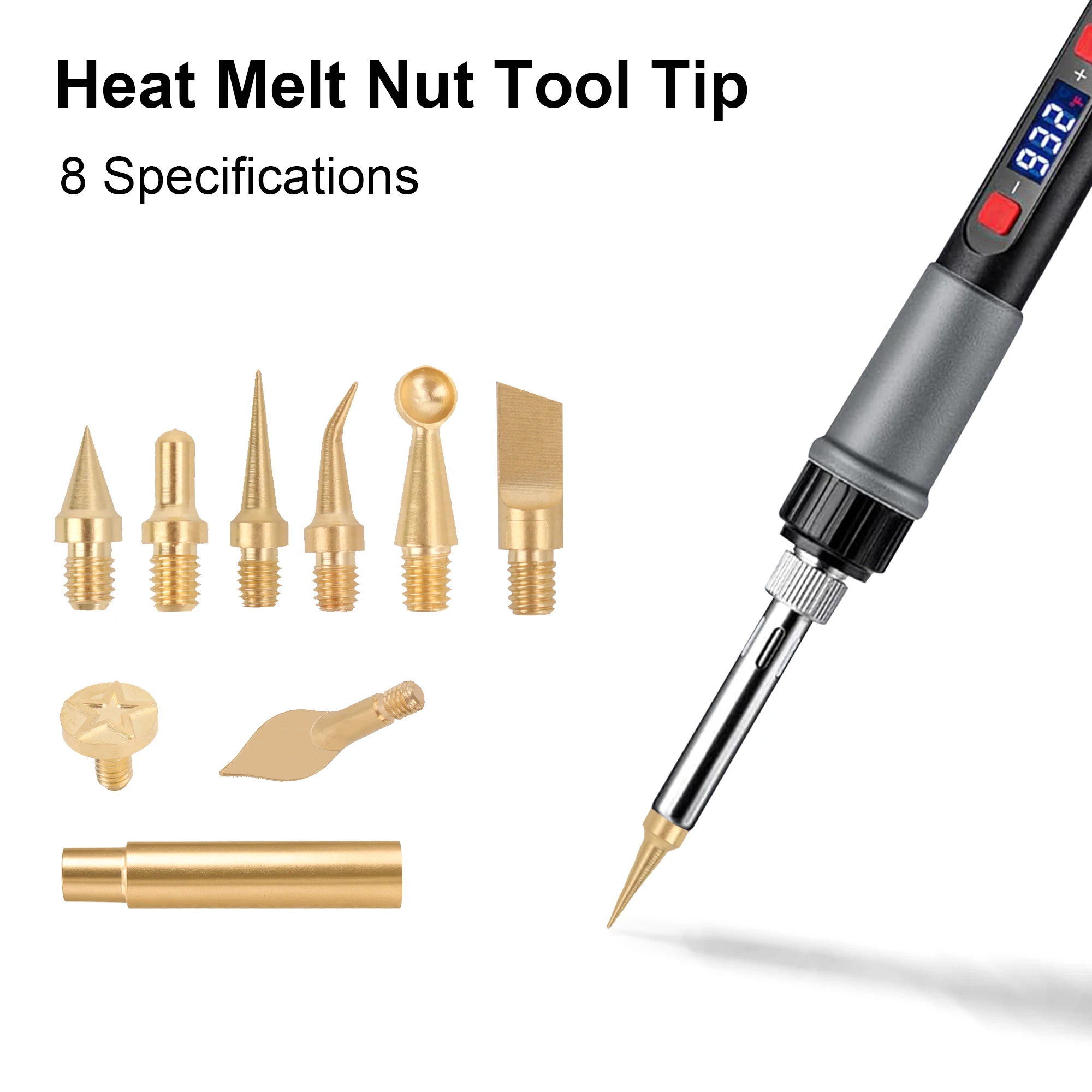 

Hot Melt Nut Insert Tool Heads (8PCS Set) - Fits 936 Soldering Iron, 3D Printer Parts