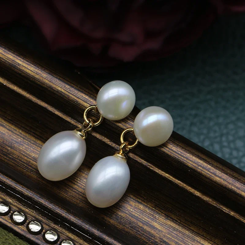 

925 Sliver Freshwater Pearl Earring for Women Gold Color Metal Hanging Drop Earrings Statement French Jewelry 2026