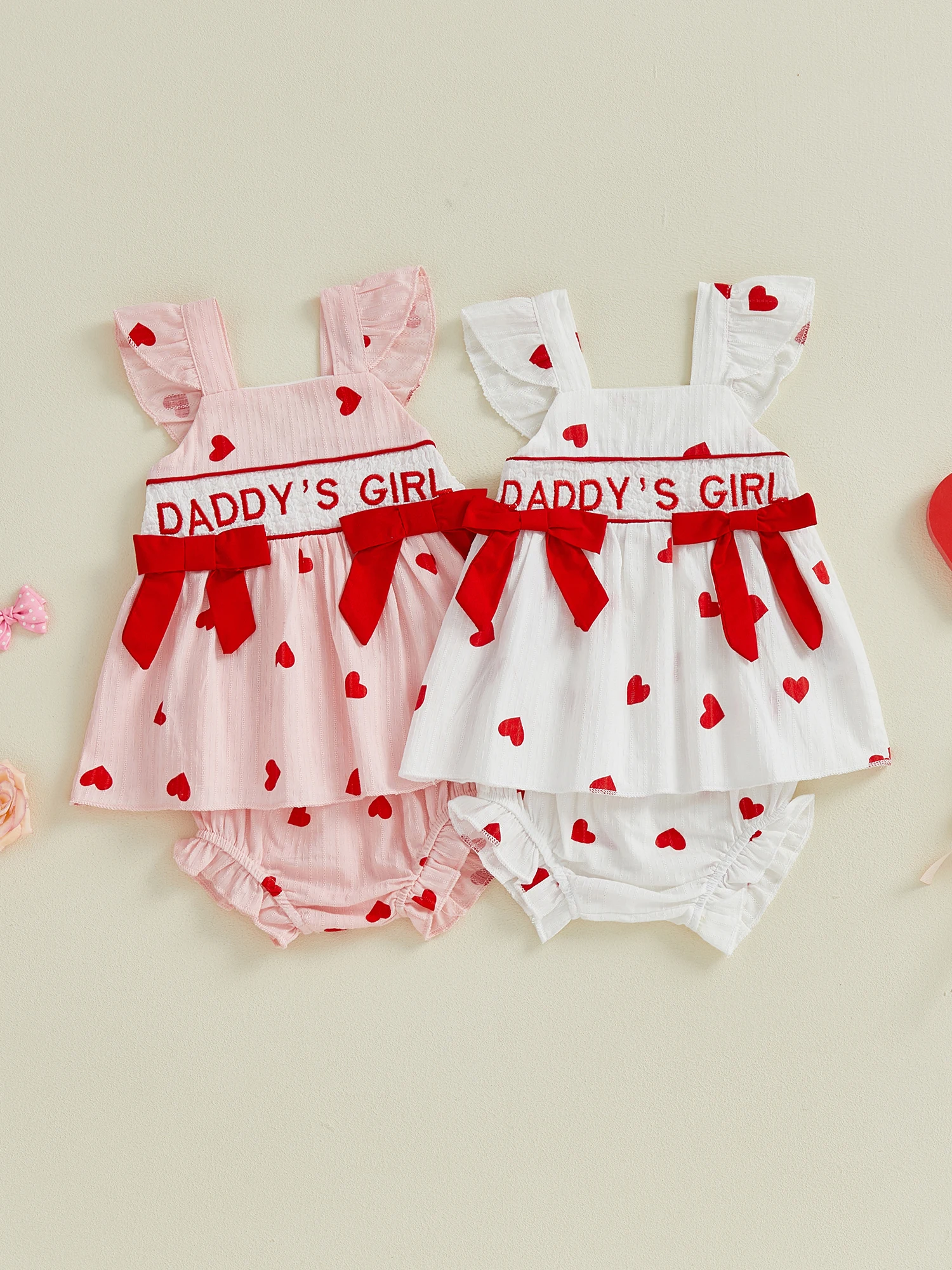 

2Pcs Toddler Girl Clothes Set Ruffle Sleeveless Top with Embroidered Letters and Elastic Waist Shorts for Summer