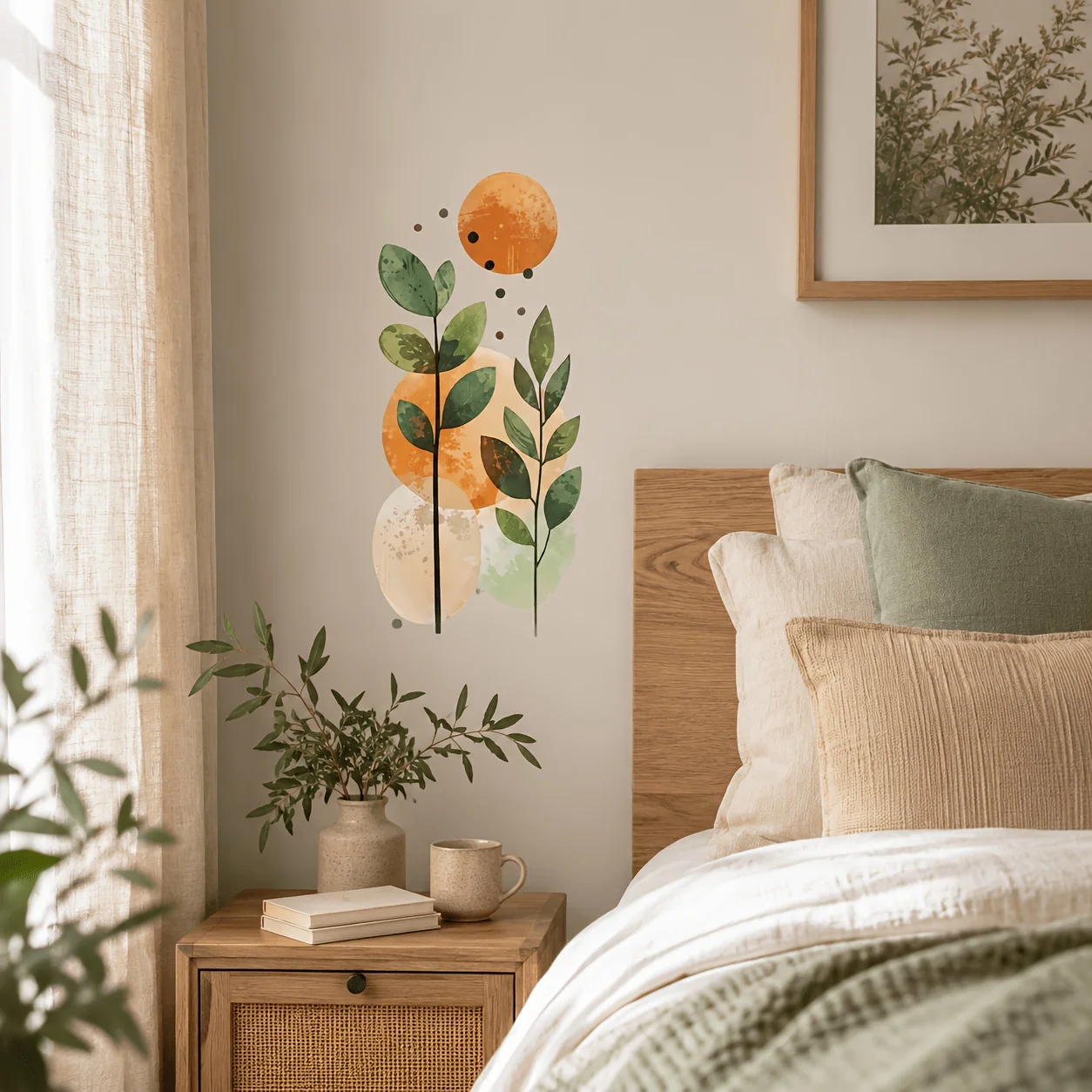 Single‑Pack Boho Style Plant Leaf Self‑Adhesive Wall Sticker Size 66x30cm