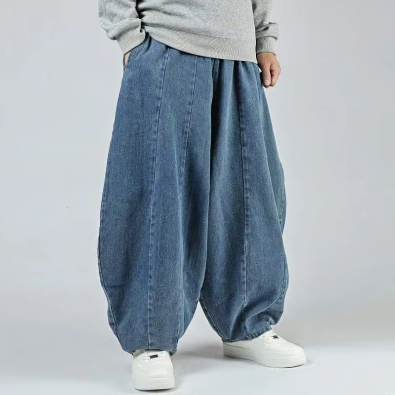 

Oversized Men Denim Harem Pants New Arrival 2026 Spring Vintage Streetwear Solid Color Loose Male Casual Wide Leg Jeans N048