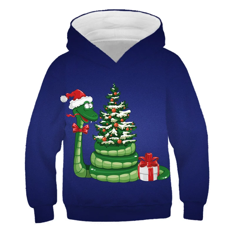 Kawaii Hoodies Christmas 3D Print Santa Snowmen Sweatshirts Boys Girls Unisex Hooded Sweatshirts kids Fashion Oversized Hoodie