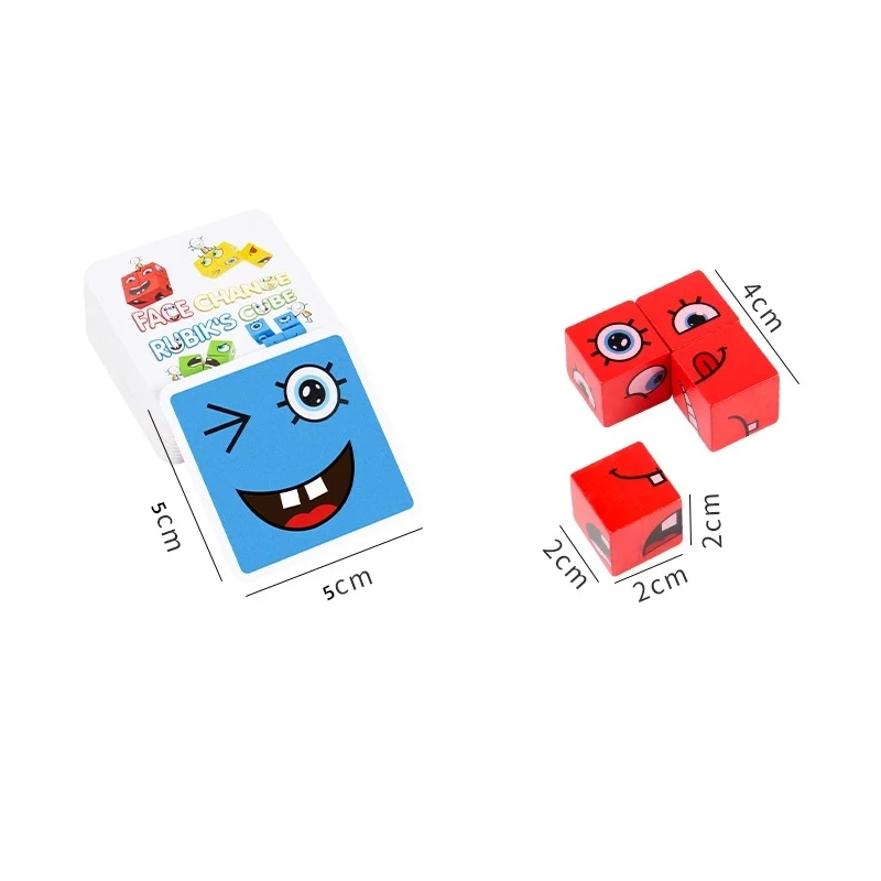 Face Change Cube Game Toy Montessori Expression Puzzle Building Blocks Toys Early Learning Educational Match Toy for Kids Gift