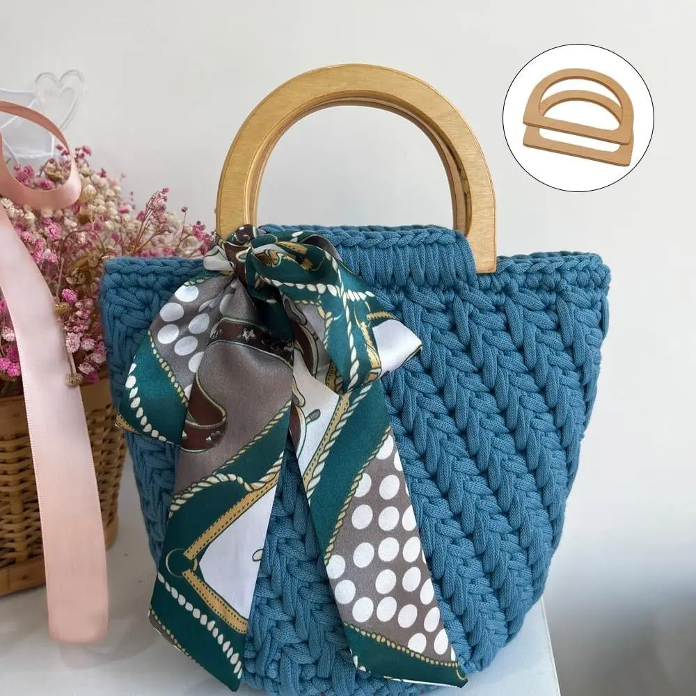 Handcraft Wooden Handbag Handles D-shaped DIY Bags Handgrip Purse Handles