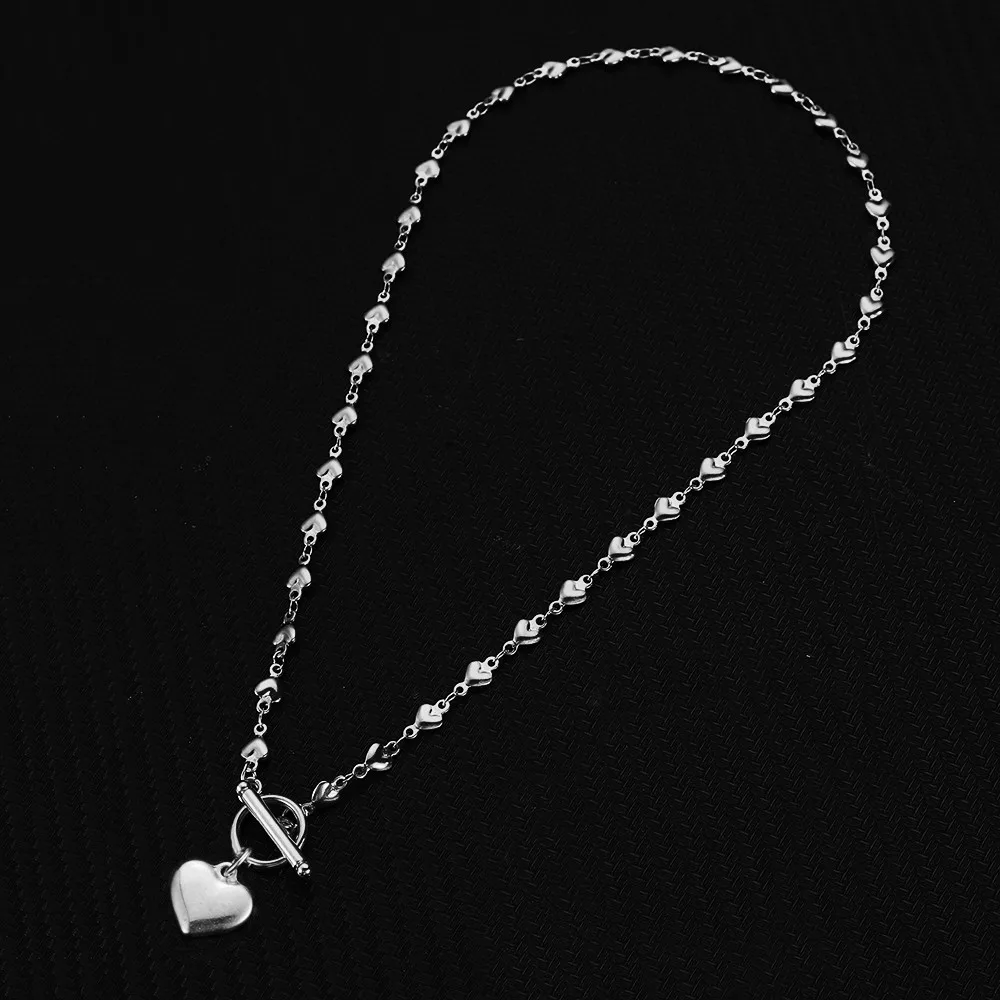 MisenBaBa Stainless Steel Heart Choker Necklaces For Woman New Fashion Heart Necklace Jewelry Gift