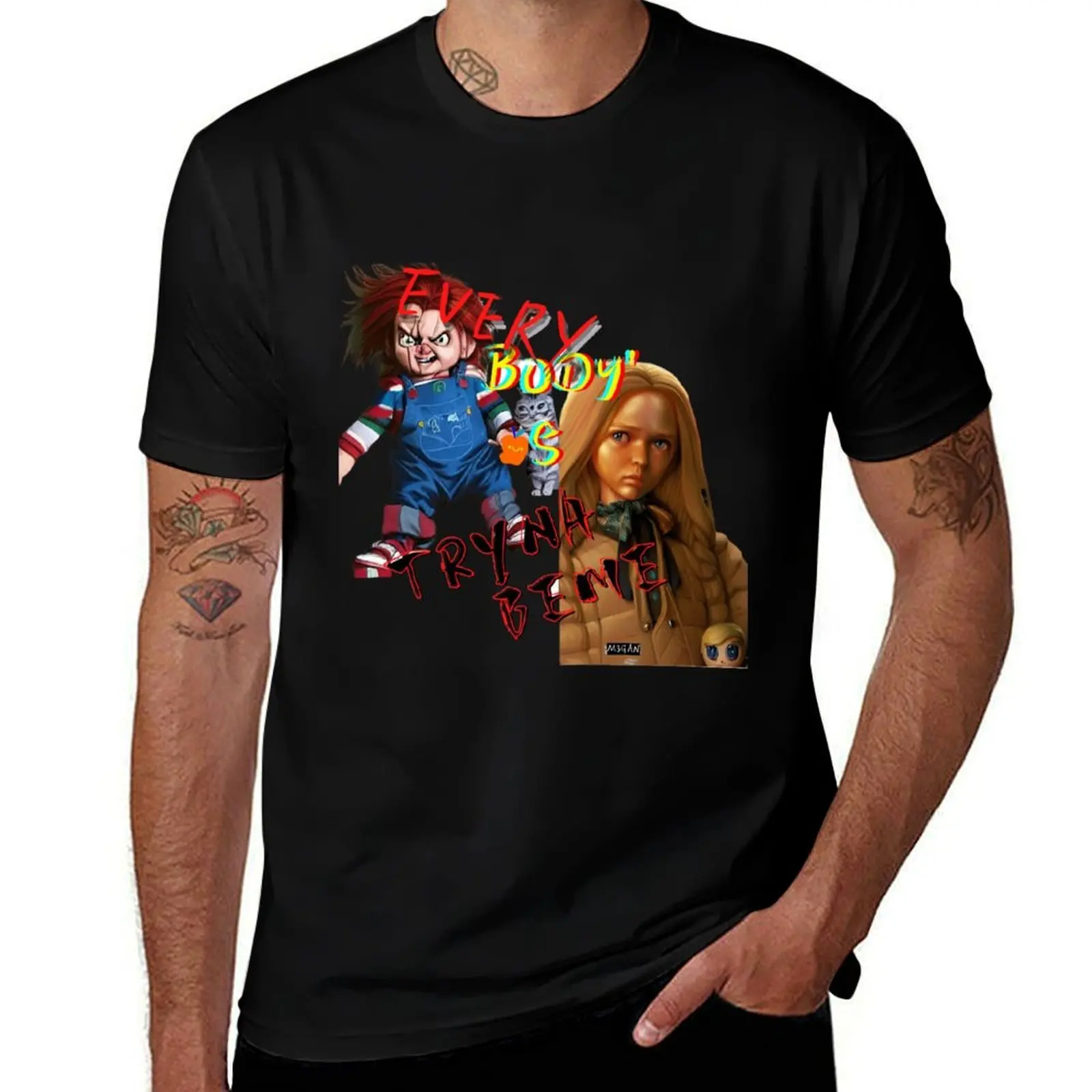 M3GAN Vs Chucky-everybody's tryna be me T-Shirt Lightweight Casual Summer T-Shirt