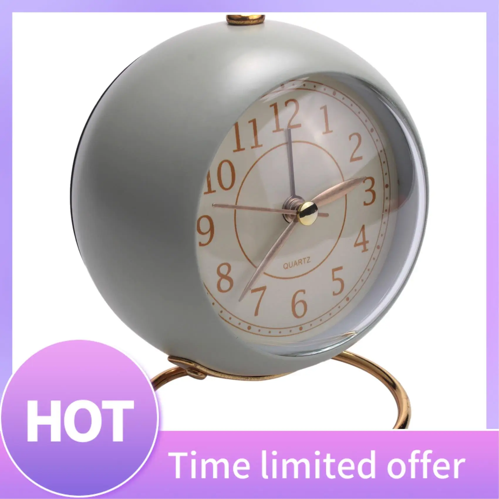 

ABFN-бесшумный будильник, прикроватные маленькие настольные часы, не тикающие аналоговые ретро-будильник с кнопкой освещения для настольного стола