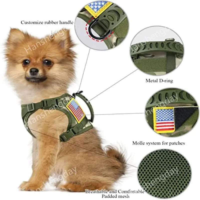 Chihuahua Cloth Dog Tactical  Working Vest Training Harness Adjustable Outdoor Military  with Rubble Handle Molle Loop Panels