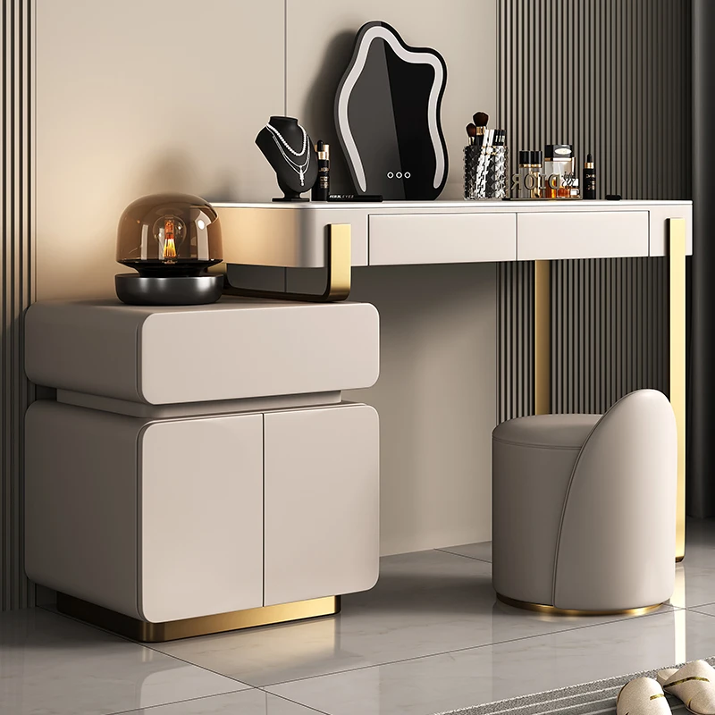 

Bedroom Drawers Vanity Table Makeup Mirror Chair Desk Luxury Women Dressing Table Wood Girl Mesa De Maquillaje Home Furniture
