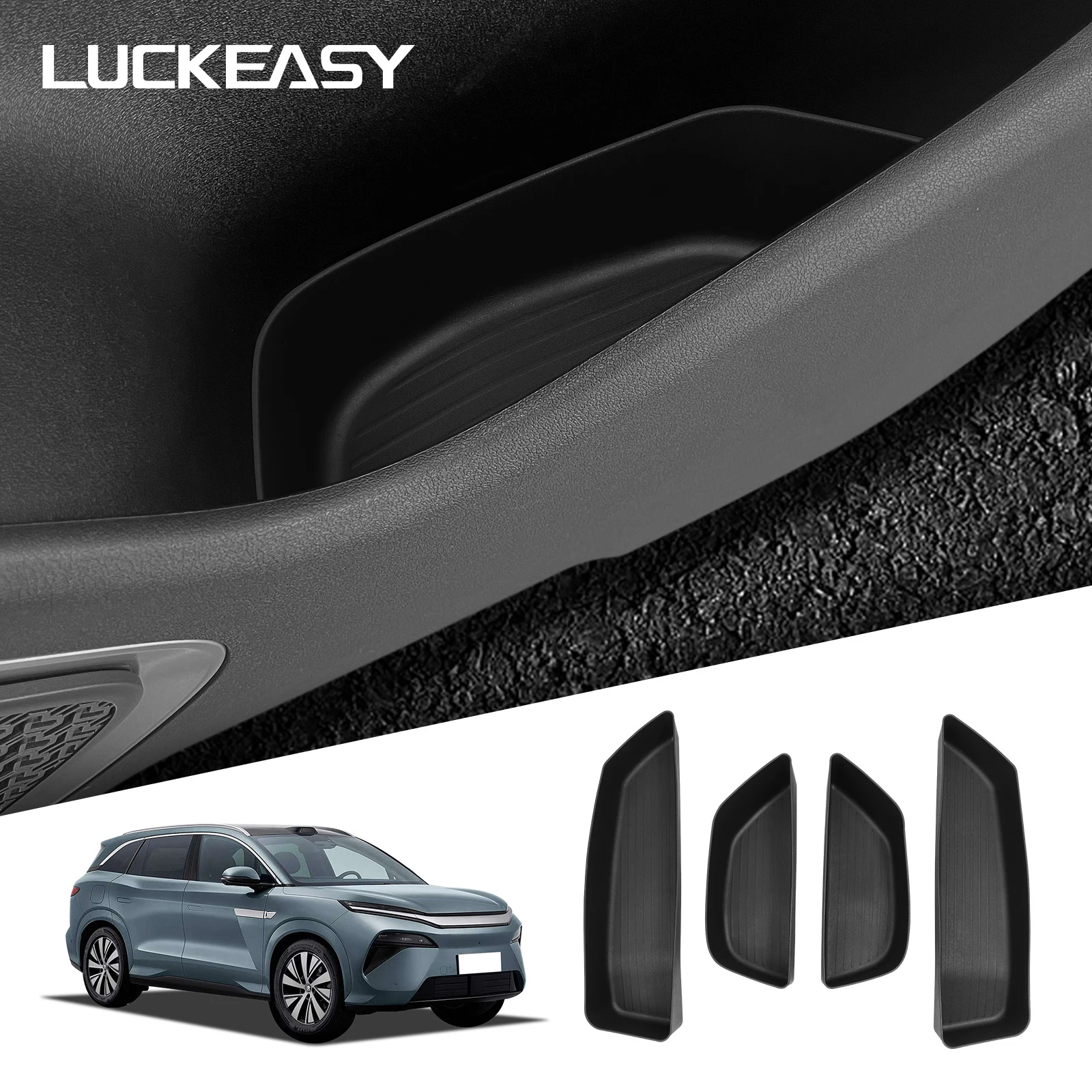 LUCKEASY for BYD Tang L/Atto 8/Sealion 8 2025 2026 Car Door Side Storage Box Accessories Door Gate Slot Anti Dirty Storage Tray