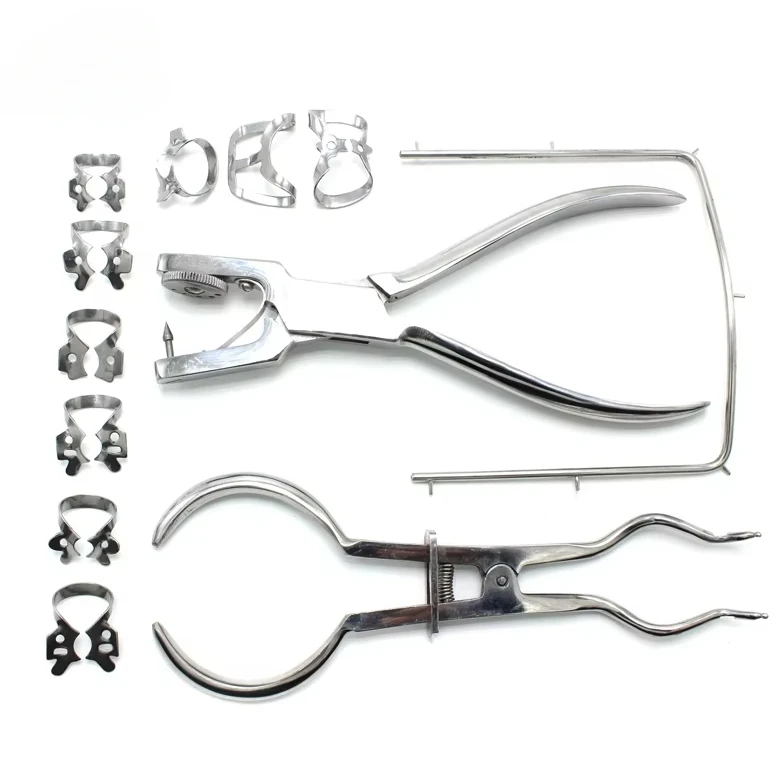 Premium Teeths Care Rubbers Dam Set Perforators Punchers Pliers for Orthodontics Labs Equipment Split Ring Forceps Instrument