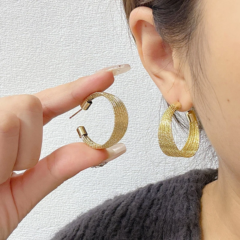 

Retro Metal Multi-layered C-shaped Earrings for Women New Fashion Temperament Personality Girl Party Trend Jewelry Birthday Gift