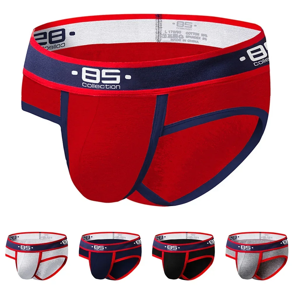 Мужские эластичные трусы, хлопковое нижнее белье с низкой талией, сексуальные U-образные выпуклые трусы, мягкие дышащие трусы, молодежные дышащие стринги