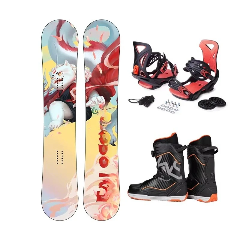 Complete Snowboard Set: Snowboard + Bindings + Snow Boots, Adult Freestyle All-round Ski Gear