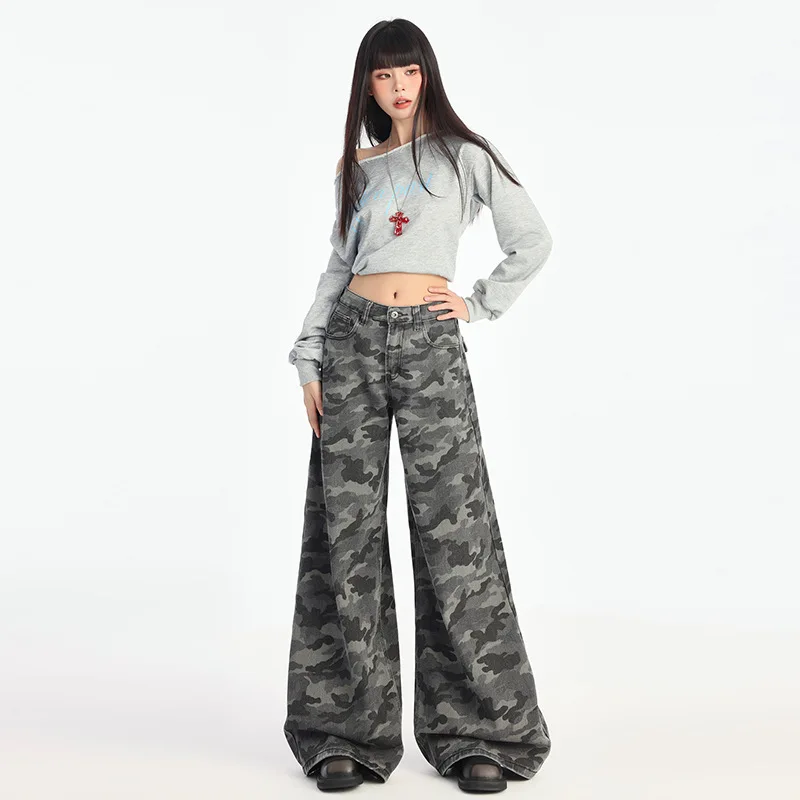 

High Waisted Slim Straight Leg Jeans For Women, Retro, Loose, Casual, Wide Leg, Spicy Girl, Floor Length Pants