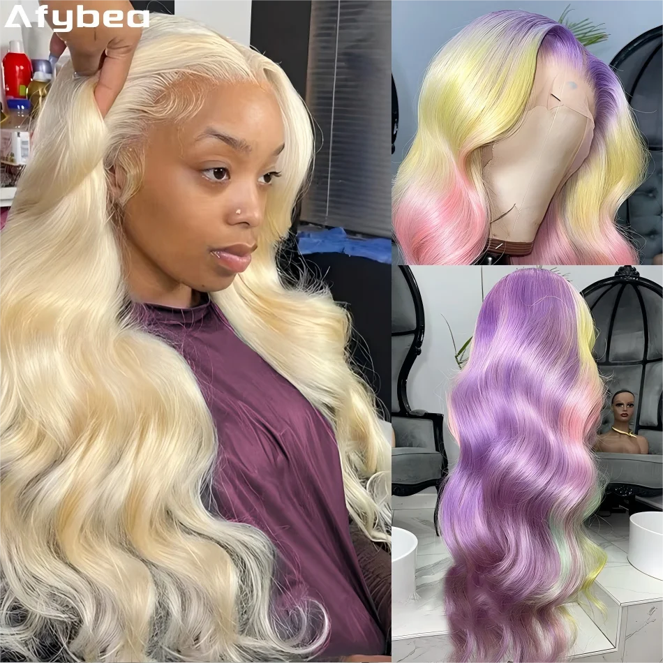 613 Hd الدانتيل الباروكة الأمامية 13X6 شقراء الجسم موجة خصلات الشعر المستعار الإنسان 40 بوصة الملونة الدانتيل الجبهة الباروكات 250 الكثافة للنساء قبل قطعها #1