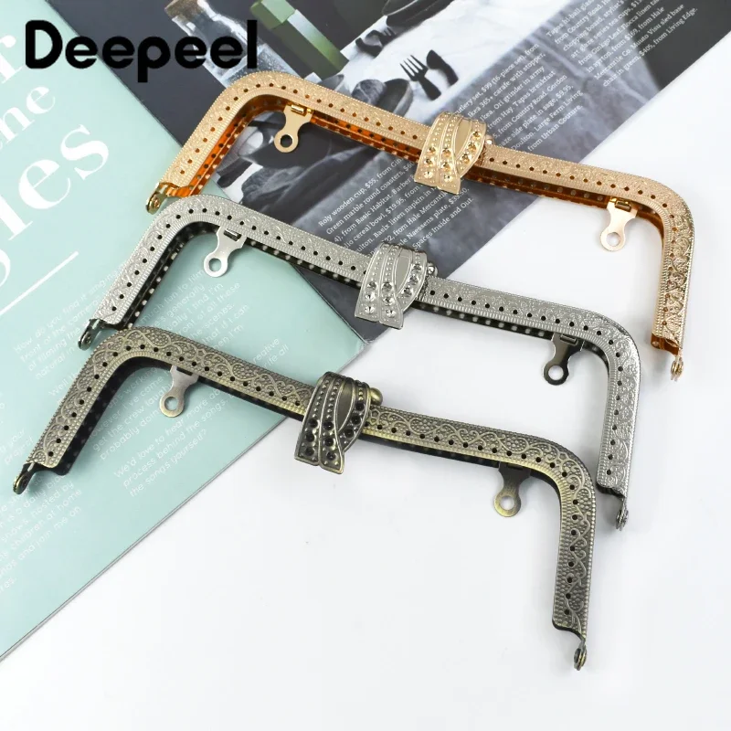 1/2/5Pcs Deepeel 20cm Metal Purse Frame Handbag Handle Retro Leaf Head Wallet Kiss Clasp Handles DIY Handmade Bag Accessories