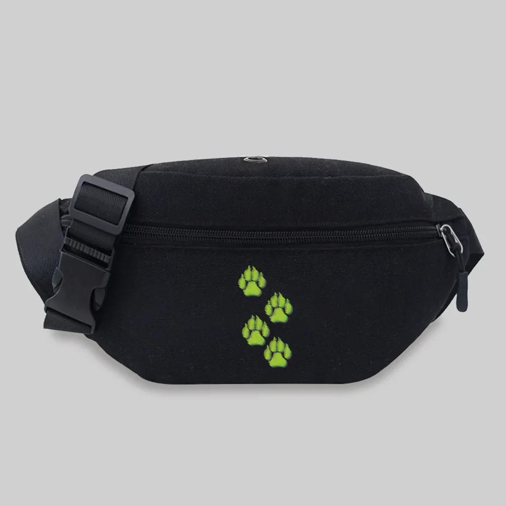 Belt Bag Unisex Bum Bags Student Trend Footprints Pattern Print Lightweight Outdoor Sports Fanny Pack Black Leisure Chest Bag