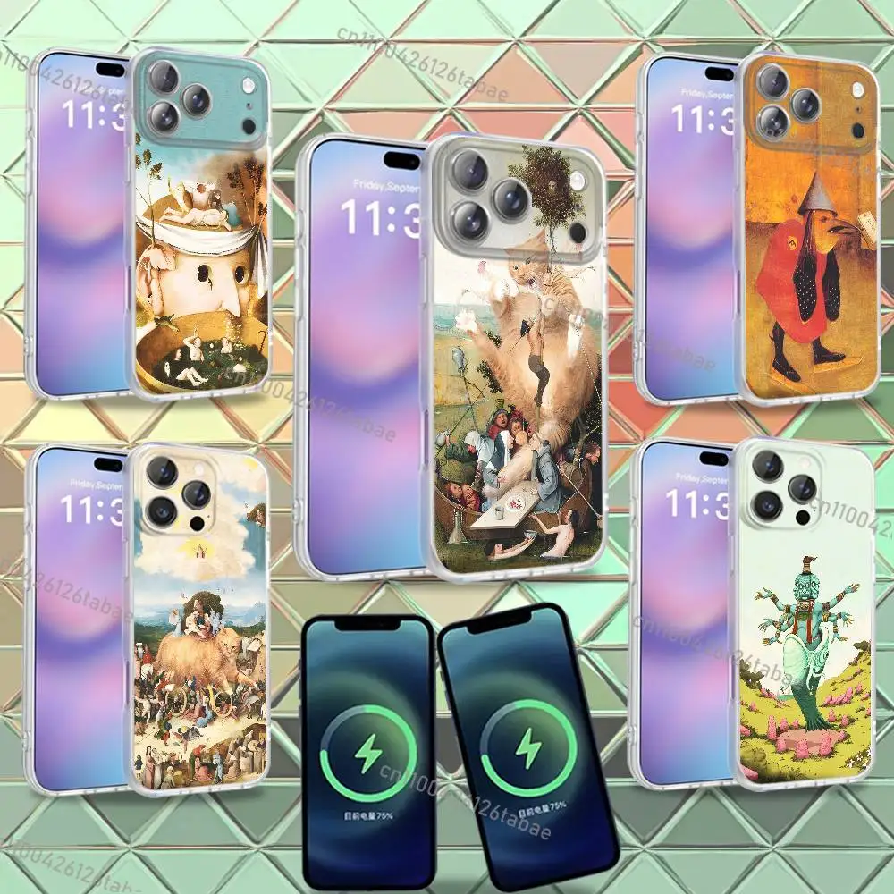 

Cool H-Hieronymus Bosch Painting Phone Case For iPhone 16,14,11,17,13,15,12,Air,Plus,Pro,Max,E,Mini Frosted for MagSafe Magnetic