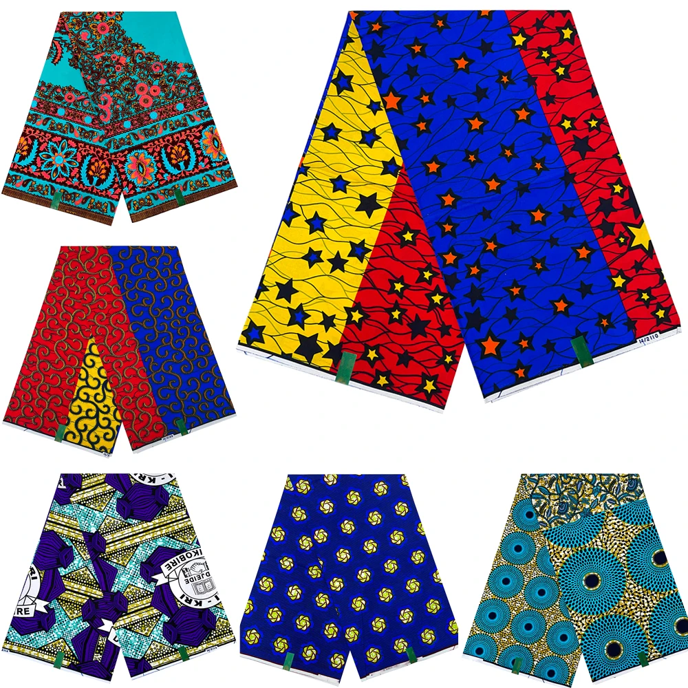 2024 Latest Style African Wax Fabric 100% Cotton Wax High Quality African Wax Prints Ankara Wax Real Nigeria Wax Pagne Dress