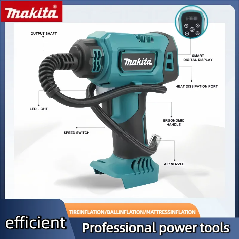 Беспроводной насос Makita, электрический воздушный насос, автомобильный ручной воздушный компрессор для шин, автомобильный воздушный автоматический компрессор, электроинструмент