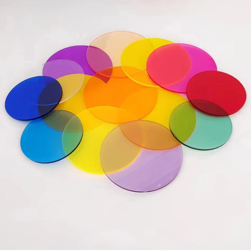 Round Acrylic Sheet 8-20cm Shooting Decoration Props Colored Plexiglass Version Display Base Home Decoration Red Yellow Blue