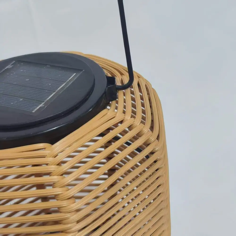 Retro Solar Garden Hanging Light Outdoor Wicker Lantern Decorative Waterproof Lamp For Terrace Balcony Backyard Decor
