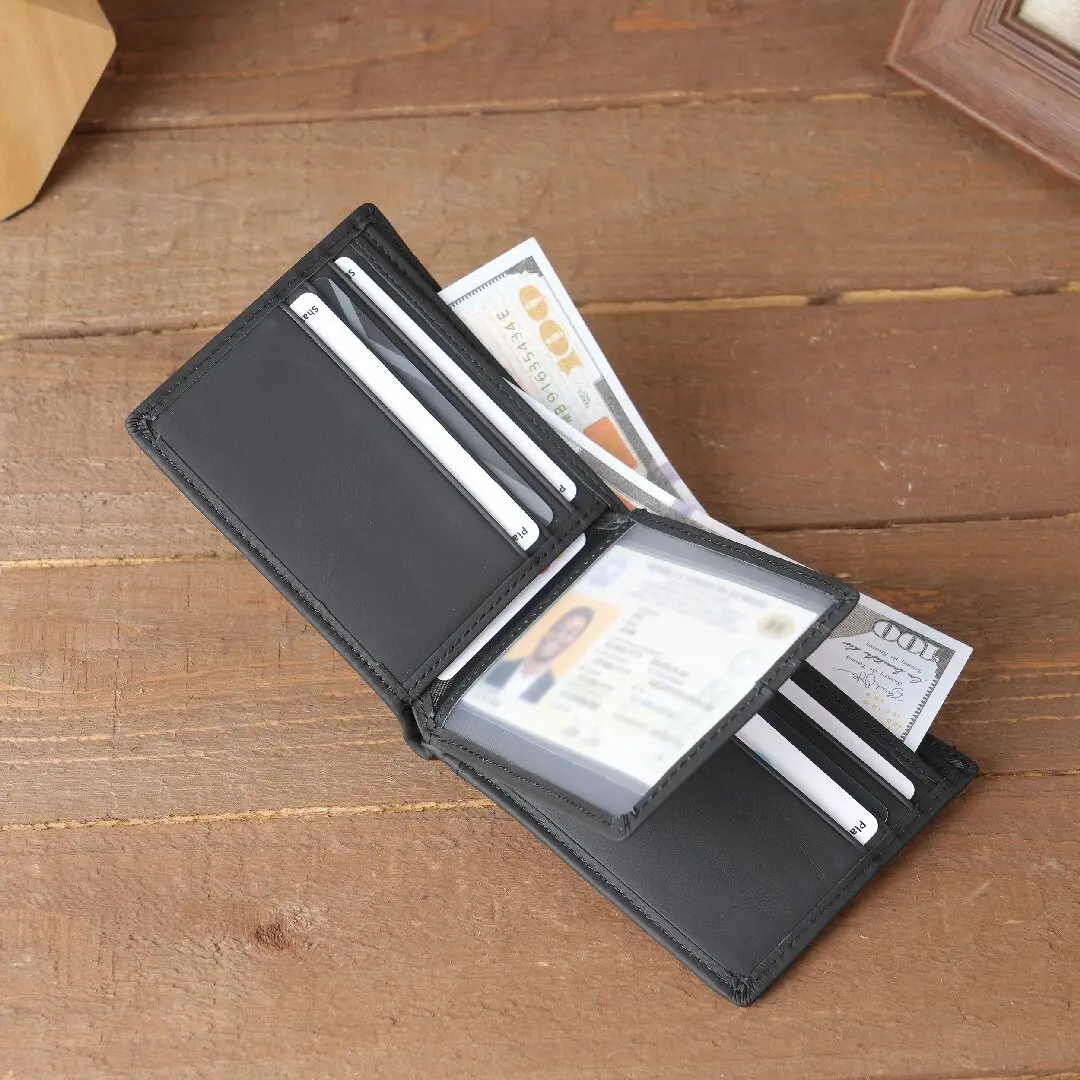 1235 Men's Leather Storage Wallet Multifunctional Retro Simple Practical Multi-card Position Convenient and Beautiful