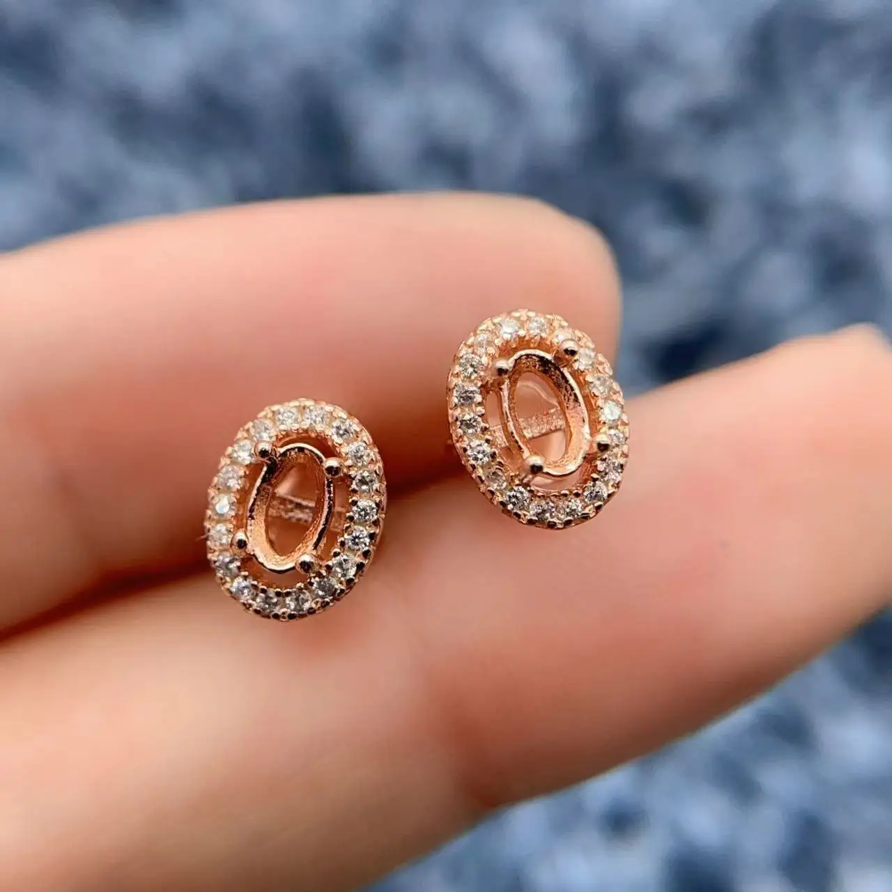 MeiBaPJ البطانة بيضاوي الشكل 3*4/4*6/5*7/6*8/7*9/8*10/9*11/10*12 مللي متر S925 الفضة النقية DIY بها بنفسك فارغة القرط المرأة حلية مجوهرات الزفاف