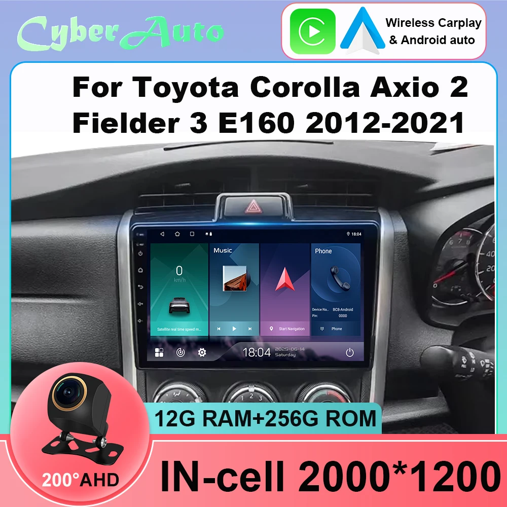  Android 15 For Toyota Corolla Axio 2 Fielder 3 E160 2012 - 2021 Car Radio Stereo Head Unit Multimedia Player GPS Navigation