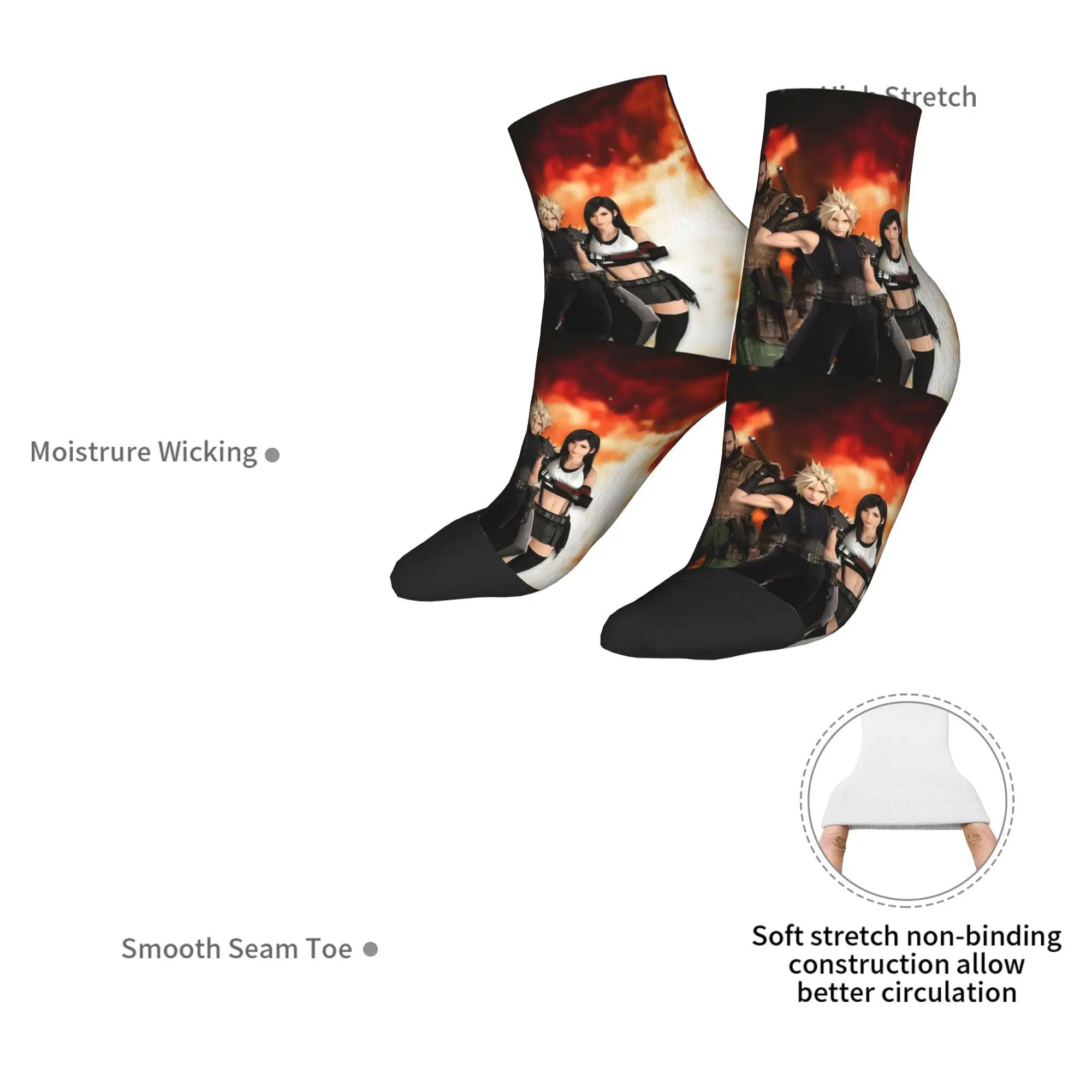 Final Fantasy VII - Chaussettes tout-en-un Harajuku Bas super doux Chaussettes toutes saisons Accessoires pour cadeaux unisexes